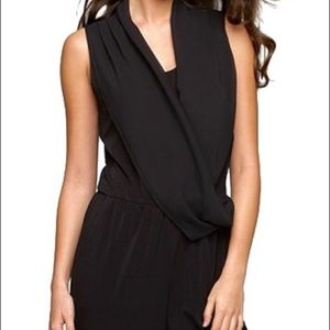 $89 Bar III Sleeveless Draped Jumpsuit Black Sz L